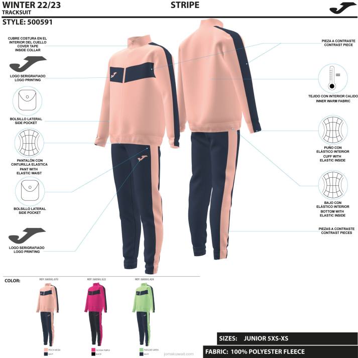 Joma 82P4R4074 الوردي الأزرق الداكن فتاة رياضية شريطية