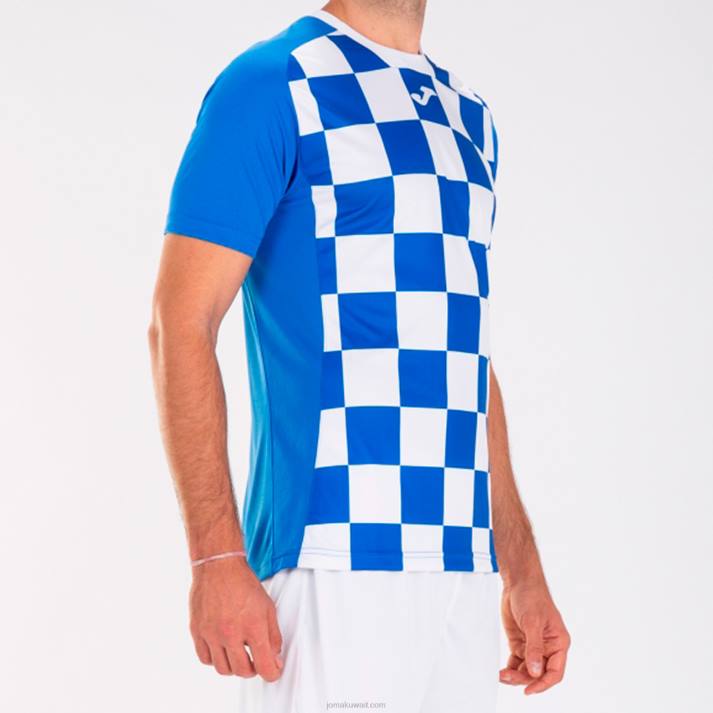 Joma 82P4R4146 أزرق ملكي أبيض قميص بأكمام قصيرة العلم الثاني رجال