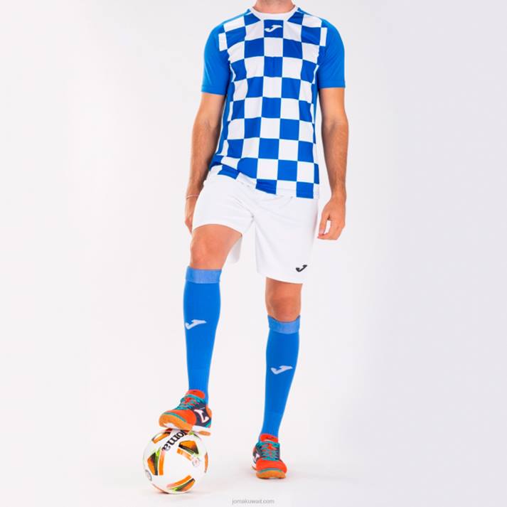 Joma 82P4R4146 أزرق ملكي أبيض قميص بأكمام قصيرة العلم الثاني رجال