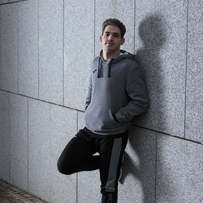 Joma 82P4R4182 مزيج أسود رمادي سترة مقنعين مريحة الثاني رجال