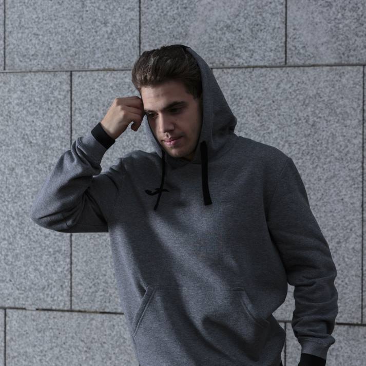 Joma 82P4R4182 مزيج أسود رمادي سترة مقنعين مريحة الثاني رجال