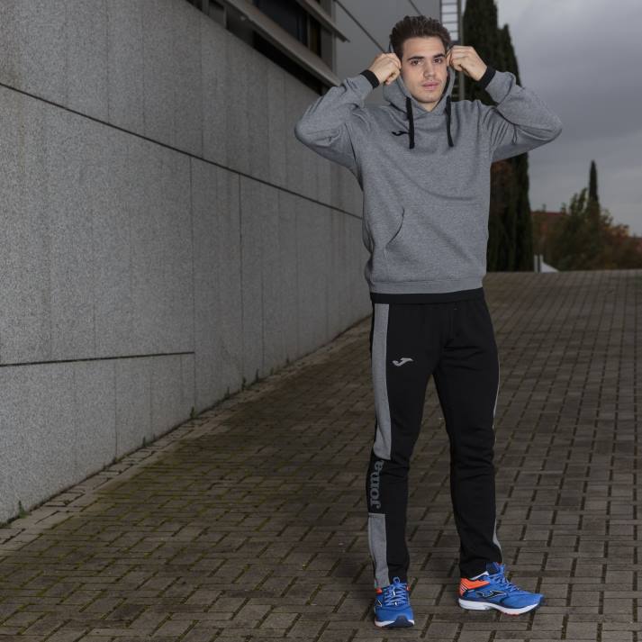 Joma 82P4R4182 مزيج أسود رمادي سترة مقنعين مريحة الثاني رجال