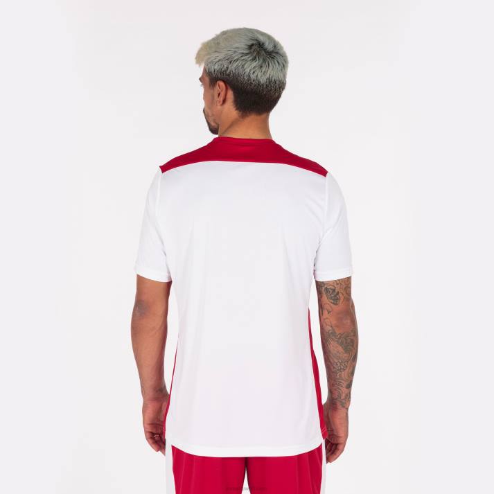 Joma 82P4R4183 أبيض أحمر بطولة قميص قصير الأكمام سادسا رجال