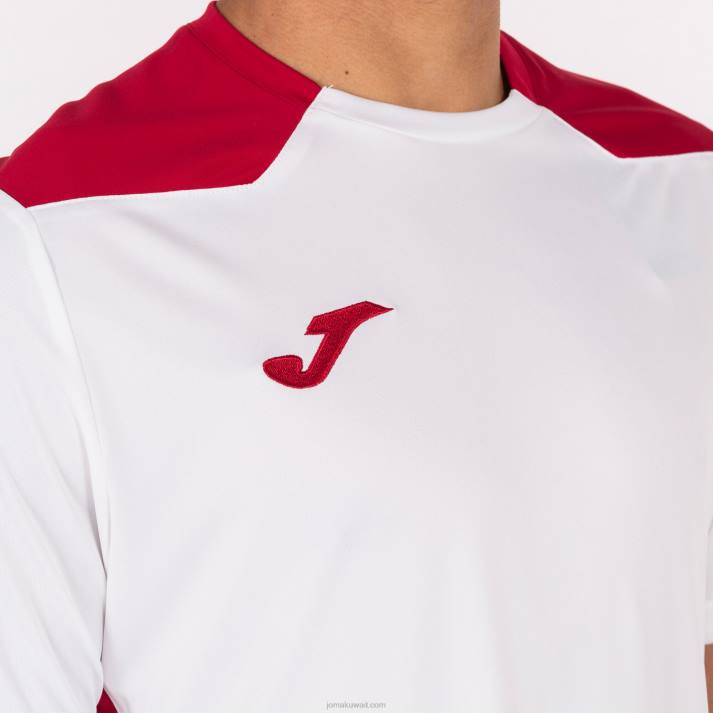 Joma 82P4R4183 أبيض أحمر بطولة قميص قصير الأكمام سادسا رجال