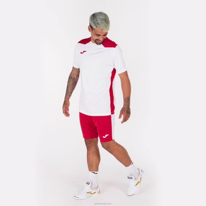 Joma 82P4R4183 أبيض أحمر بطولة قميص قصير الأكمام سادسا رجال