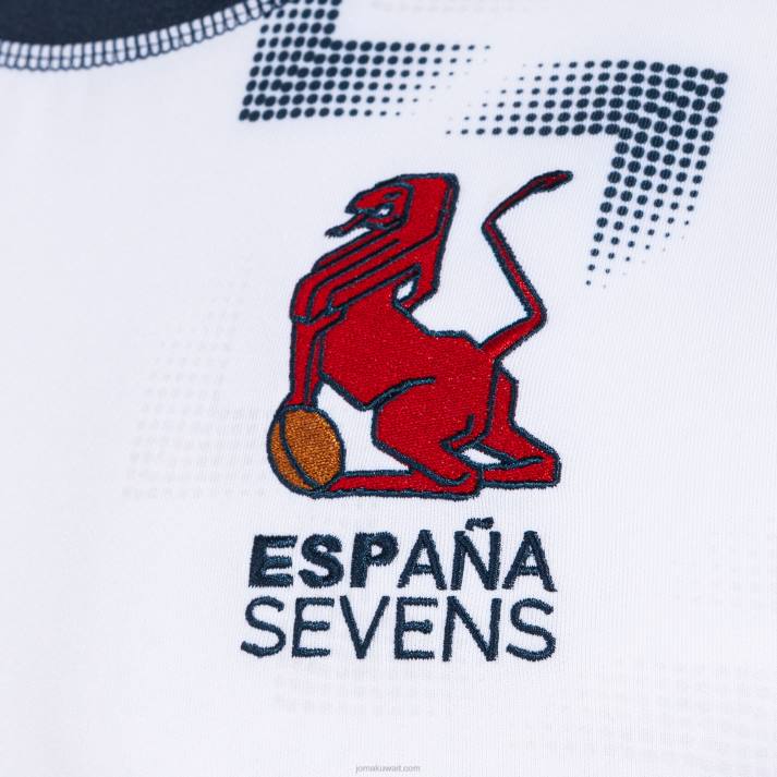 Joma 82P4R4191 أبيض قميص قصير كم 2 زي الاتحاد الاسباني للرجبي