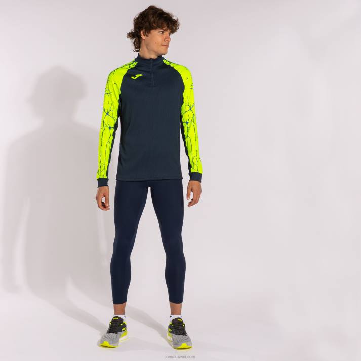 Joma 82P4R4223 الأزرق الداكن أصفر فلوري قميص من النوع الثقيل النخبة التاسع رجال