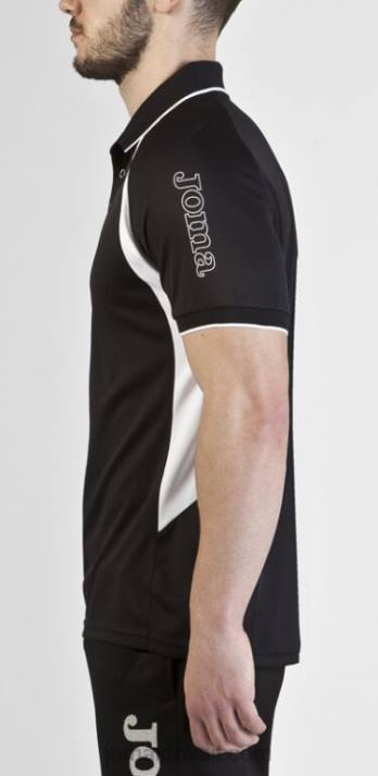 Joma 82P4R4229 أسود أبيض بطولة قميص بولو قصير الأكمام III رجال