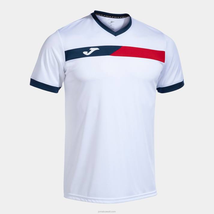 Joma 82P4R4233 أبيض أحمر أزرق كحلي قميص قصير الأكمام المحكمة رجال