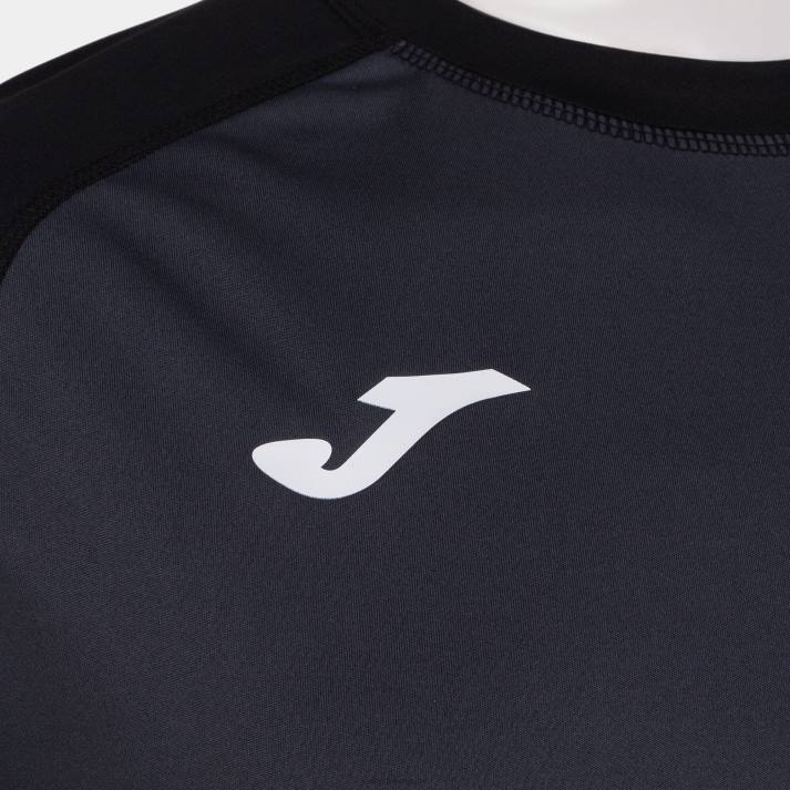 Joma 82P4R4256 أسود رمادي غامق قميص قصير الأكمام للعمل الجماعي رجال