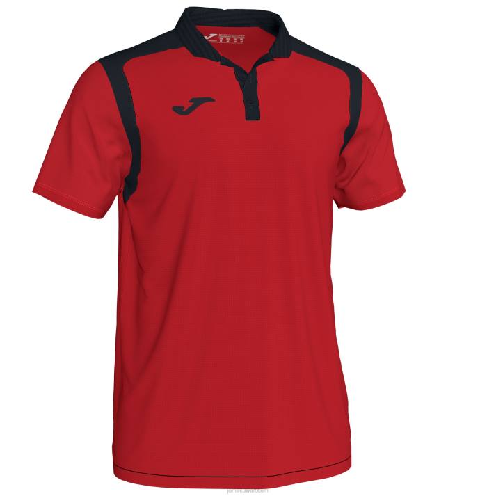 Joma 82P4R4296 أحمر أسود بطولة قميص بولو بأكمام قصيرة v رجال