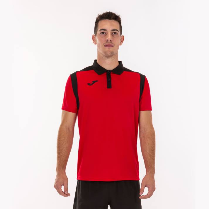 Joma 82P4R4296 أحمر أسود بطولة قميص بولو بأكمام قصيرة v رجال