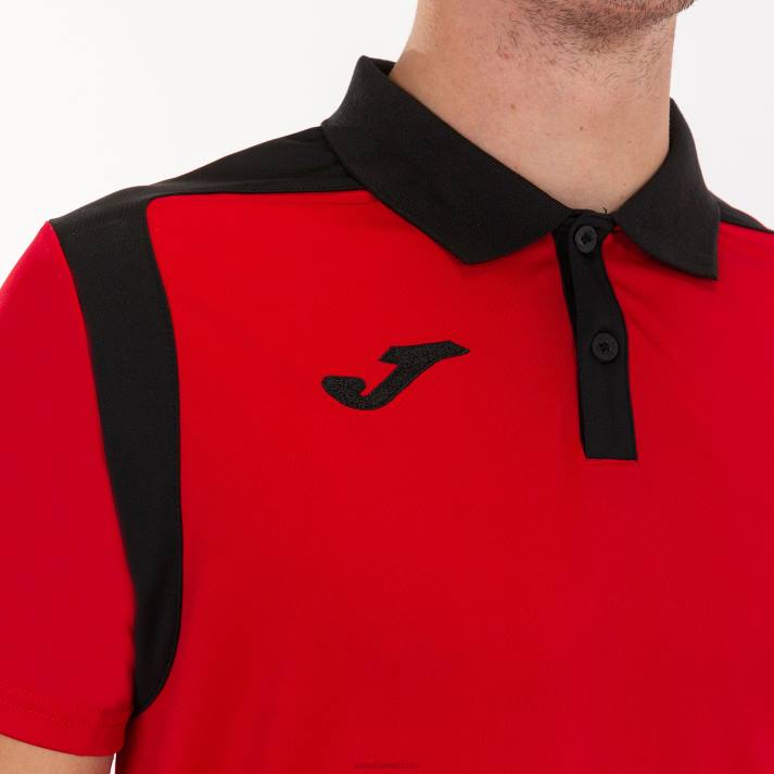 Joma 82P4R4296 أحمر أسود بطولة قميص بولو بأكمام قصيرة v رجال
