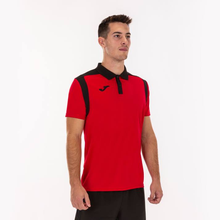 Joma 82P4R4296 أحمر أسود بطولة قميص بولو بأكمام قصيرة v رجال