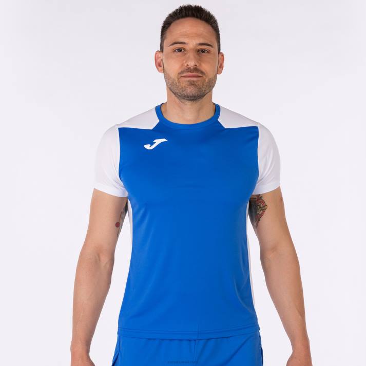 Joma 82P4R4308 أزرق ملكي أبيض قميص قصير الأكمام سجل الثاني رجال