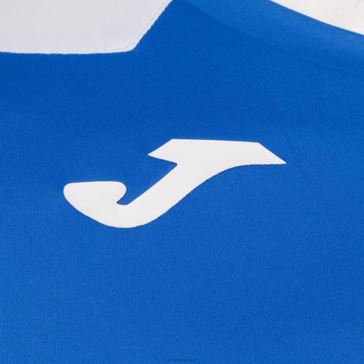 Joma 82P4R4308 أزرق ملكي أبيض قميص قصير الأكمام سجل الثاني رجال