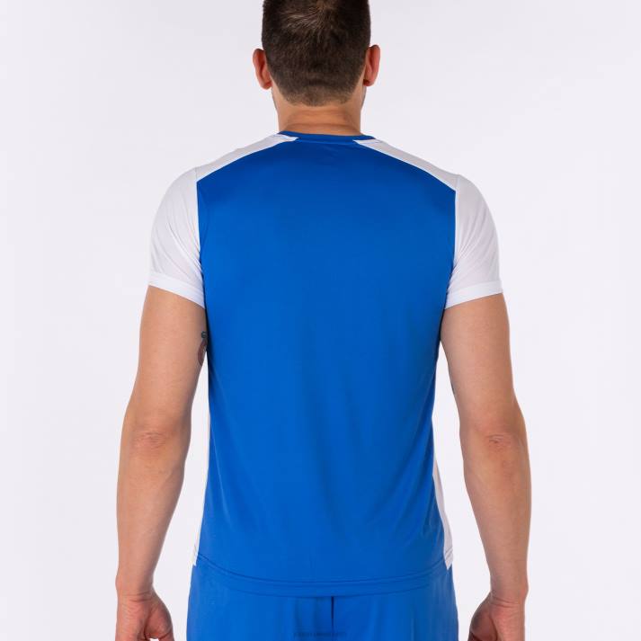 Joma 82P4R4308 أزرق ملكي أبيض قميص قصير الأكمام سجل الثاني رجال