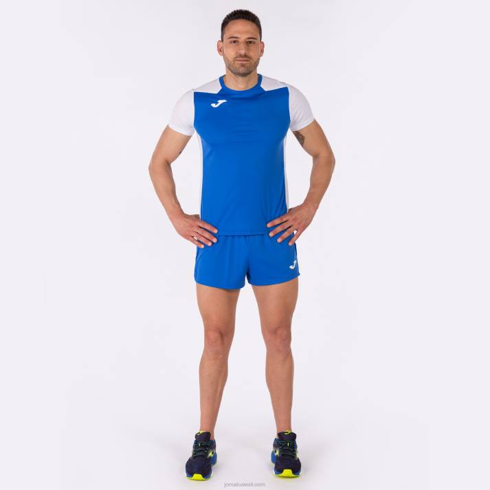 Joma 82P4R4308 أزرق ملكي أبيض قميص قصير الأكمام سجل الثاني رجال