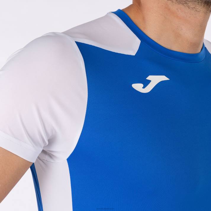 Joma 82P4R4308 أزرق ملكي أبيض قميص قصير الأكمام سجل الثاني رجال