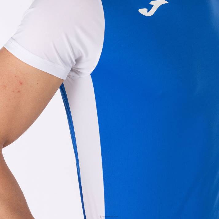 Joma 82P4R4308 أزرق ملكي أبيض قميص قصير الأكمام سجل الثاني رجال