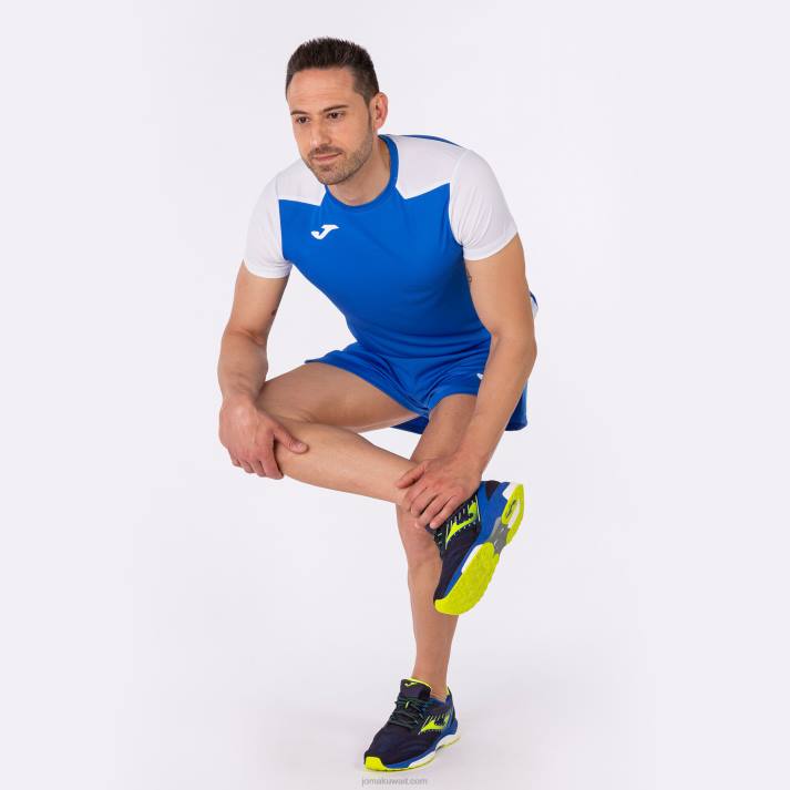 Joma 82P4R4308 أزرق ملكي أبيض قميص قصير الأكمام سجل الثاني رجال