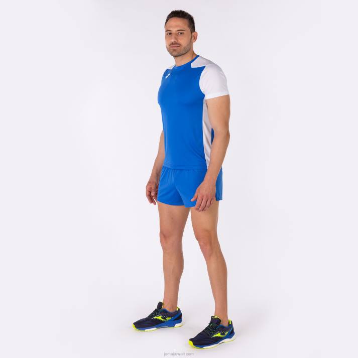 Joma 82P4R4308 أزرق ملكي أبيض قميص قصير الأكمام سجل الثاني رجال