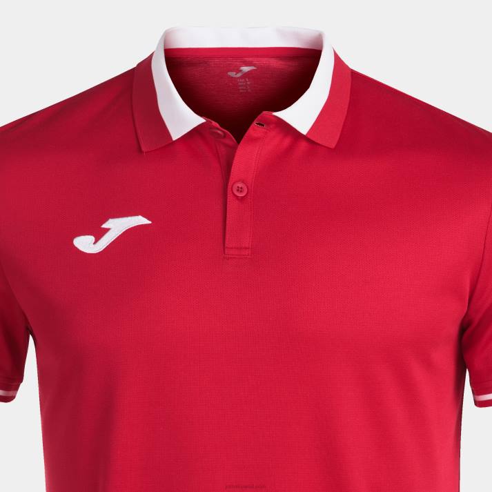 Joma 82P4R4310 احمر ابيض بطولة قميص بولو قصير الاكمام vi رجال