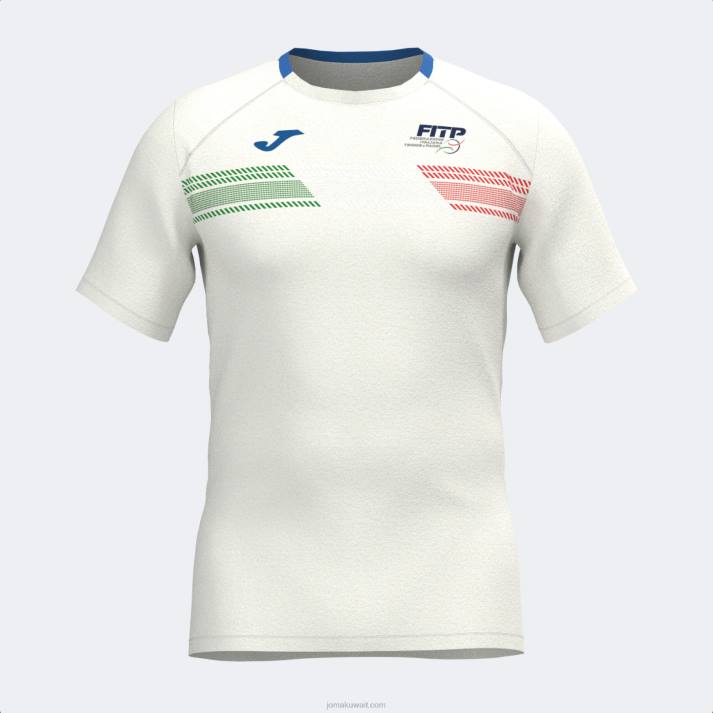 Joma 82P4R4322 أبيض قميص الاتحاد الايطالى للتنس والباديل بأكمام قصيرة