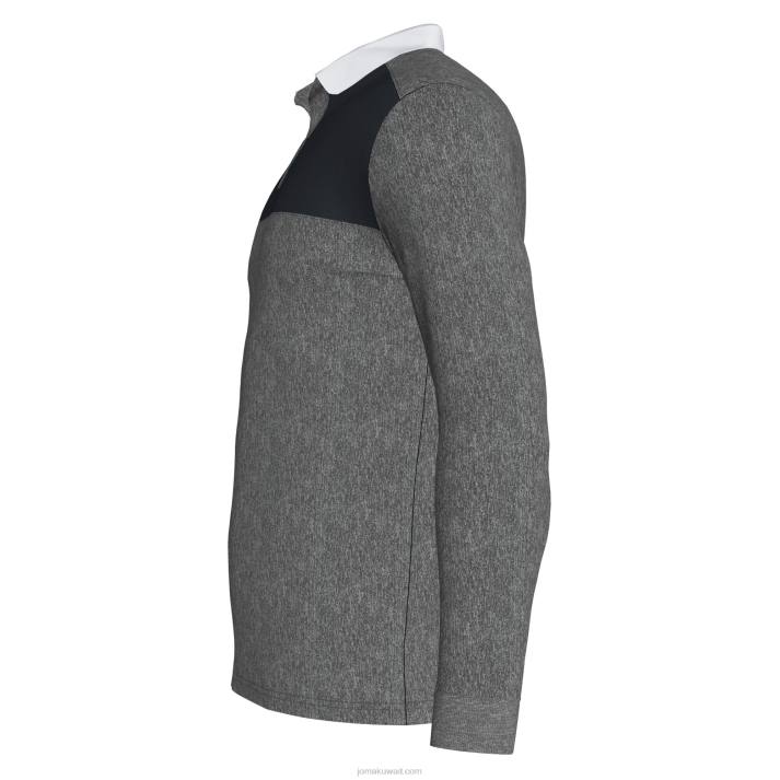 Joma 82P4R4341 مزيج أسود رمادي قميص بولو طويل الأكمام الفائز الثاني رجال