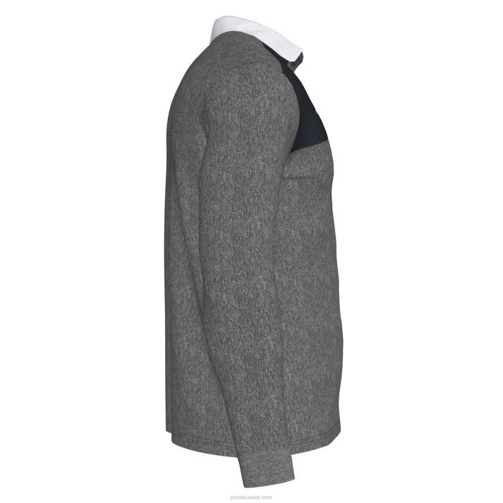 Joma 82P4R4341 مزيج أسود رمادي قميص بولو طويل الأكمام الفائز الثاني رجال