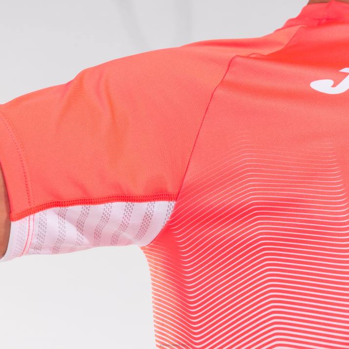 Joma 82P4R4355 نيون المرجان الأبيض قميص قصير الأكمام النخبة السابع رجال