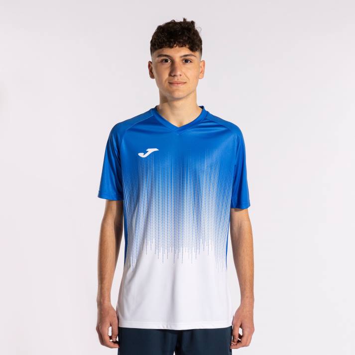 Joma 82P4R4367 أبيض أزرق ملكي قميص بأكمام قصيرة النمر الرابع رجال