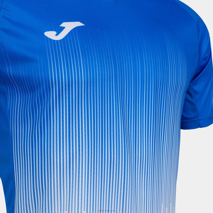 Joma 82P4R4367 أبيض أزرق ملكي قميص بأكمام قصيرة النمر الرابع رجال