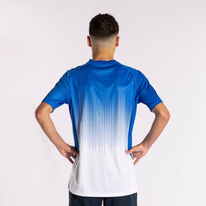 Joma 82P4R4367 أبيض أزرق ملكي قميص بأكمام قصيرة النمر الرابع رجال