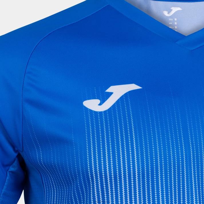 Joma 82P4R4367 أبيض أزرق ملكي قميص بأكمام قصيرة النمر الرابع رجال