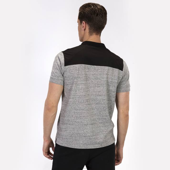 Joma 82P4R4385 مزيج أسود رمادي قميص بولو قصير الأكمام الفائز الثاني رجال