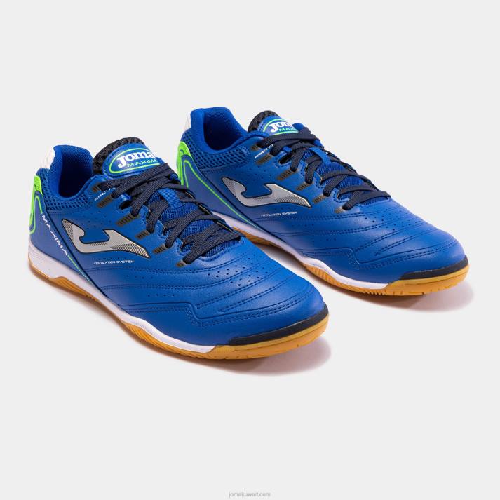 Joma 82P4R438 الأزرق الملكي الأخضر الفلوريسنت حذاء كرة الصالات مكسيما 23 داخلي