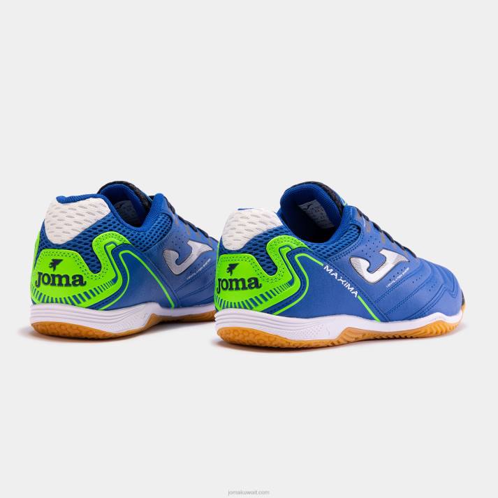 Joma 82P4R438 الأزرق الملكي الأخضر الفلوريسنت حذاء كرة الصالات مكسيما 23 داخلي