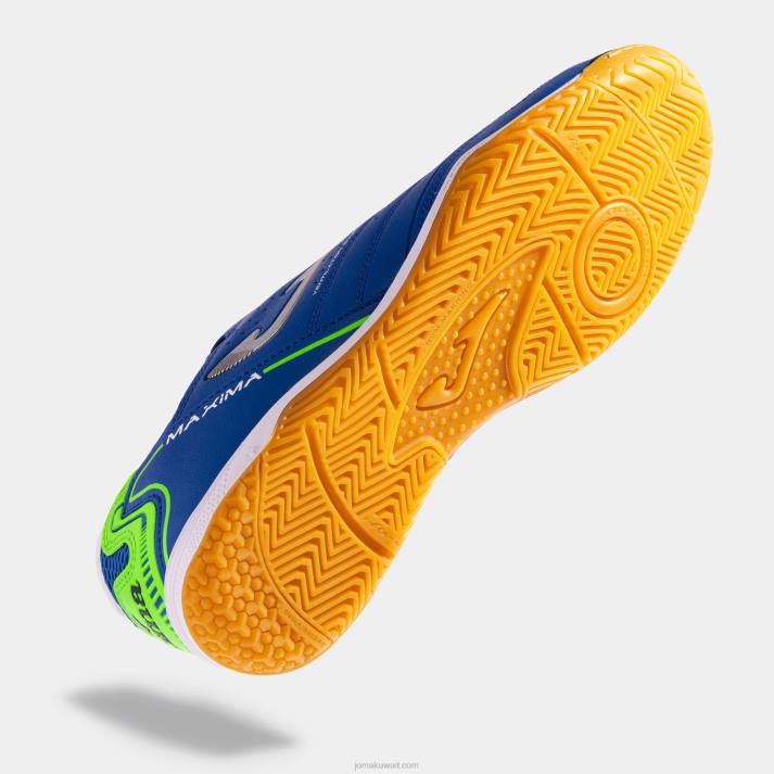 Joma 82P4R438 الأزرق الملكي الأخضر الفلوريسنت حذاء كرة الصالات مكسيما 23 داخلي