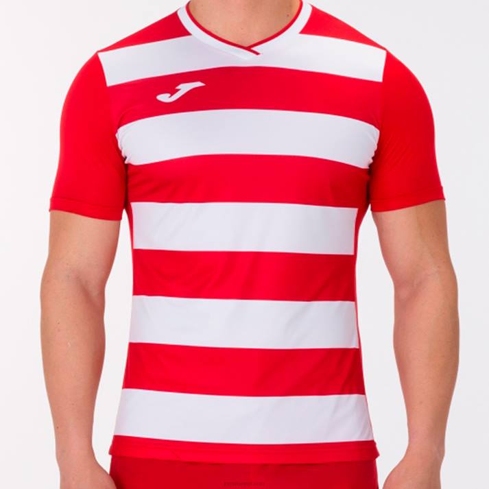 Joma 82P4R4398 احمر ابيض قميص بأكمام قصيرة europa iv رجال