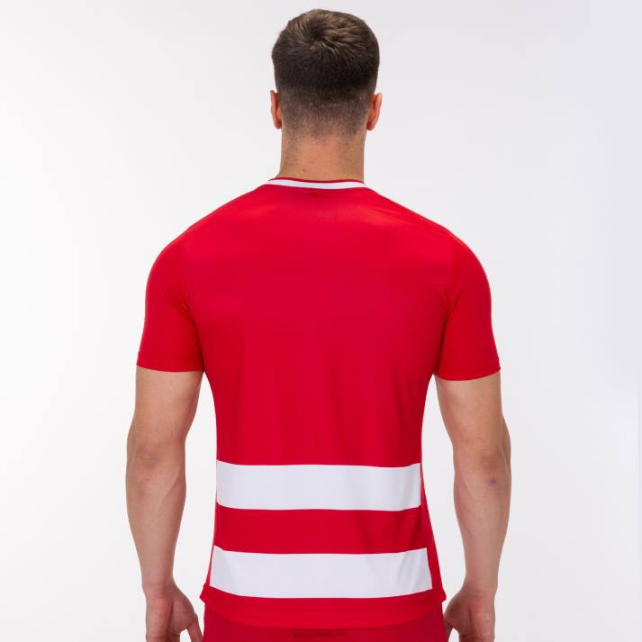 Joma 82P4R4398 احمر ابيض قميص بأكمام قصيرة europa iv رجال