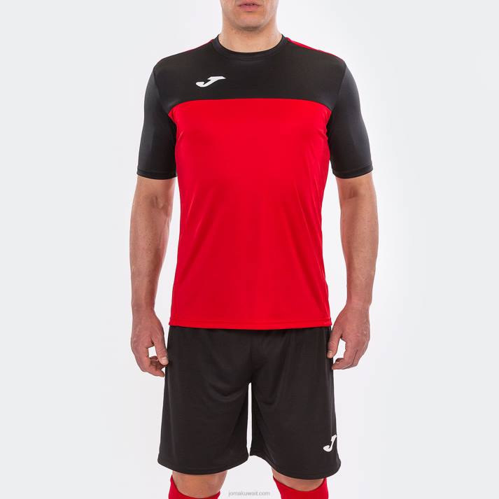 Joma 82P4R4436 أحمر أسود الفائز قميص قصير الأكمام رجال