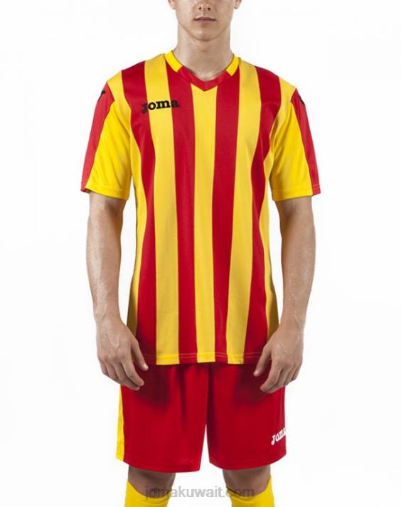 Joma 82P4R4487 احمر اصفر قميص بأكمام قصيرة رجال