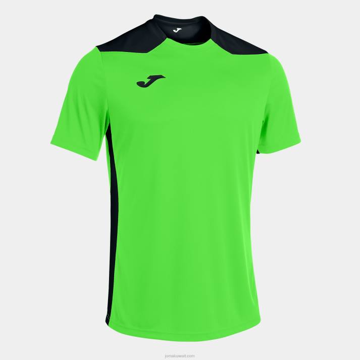 Joma 82P4R4516 نيون أخضر أسود بطولة قميص قصير الأكمام سادسا رجال