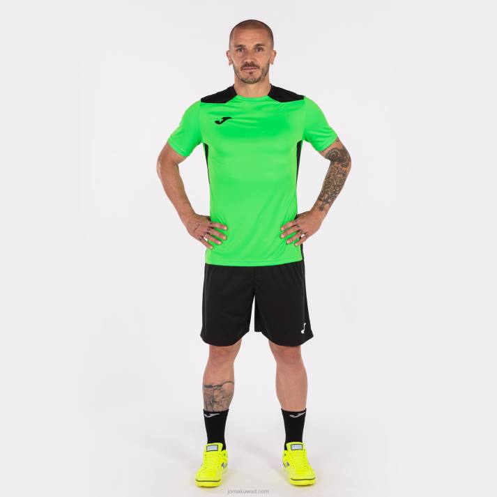 Joma 82P4R4516 نيون أخضر أسود بطولة قميص قصير الأكمام سادسا رجال