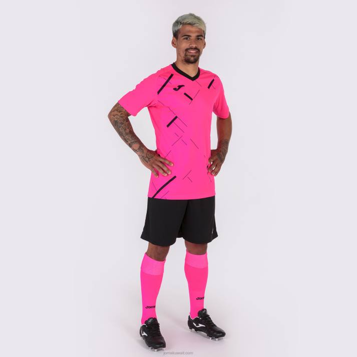 Joma 82P4R4541 نيون وردي أسود قميص بأكمام قصيرة النمر الثالث رجال