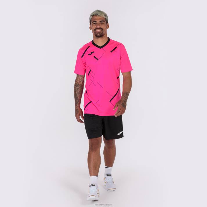 Joma 82P4R4541 نيون وردي أسود قميص بأكمام قصيرة النمر الثالث رجال