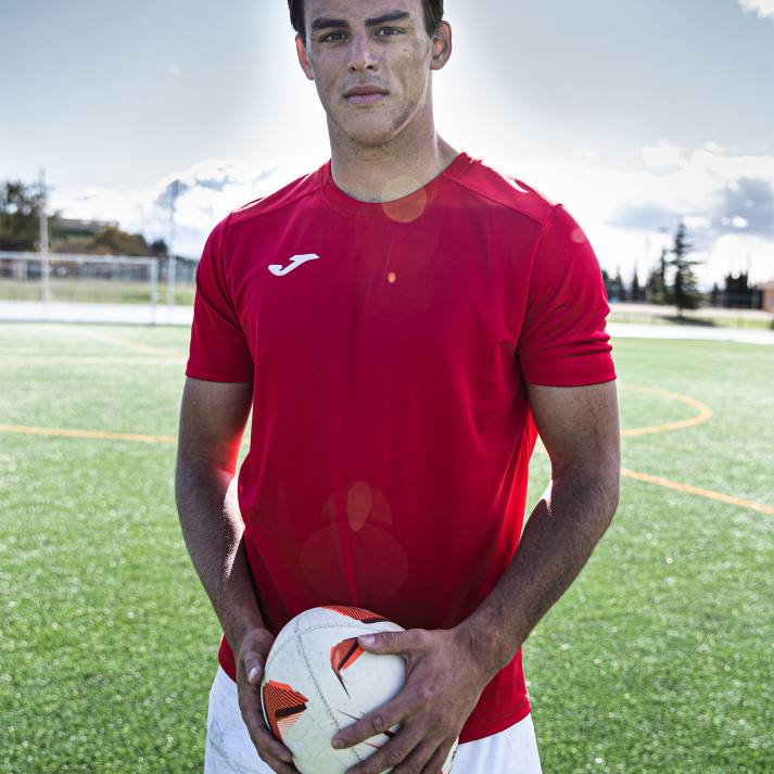 Joma 82P4R4592 أحمر قميص قصير الأكمام قوي رجال