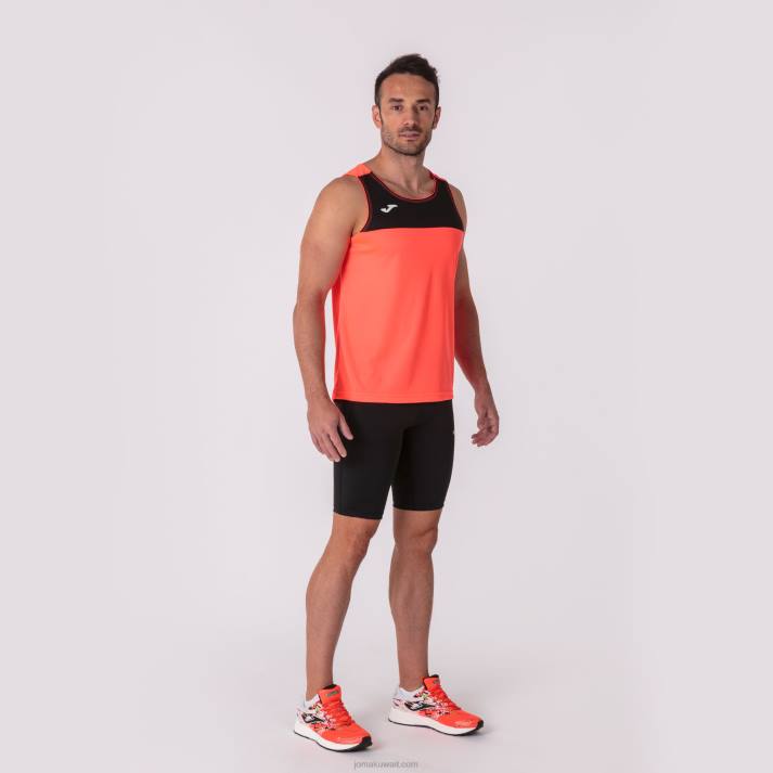 Joma 82P4R4611 أسود المرجان سباق تي شيرت بلا أكمام رجال