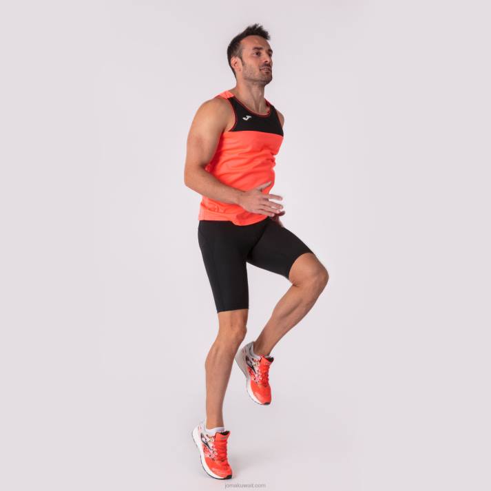 Joma 82P4R4611 أسود المرجان سباق تي شيرت بلا أكمام رجال